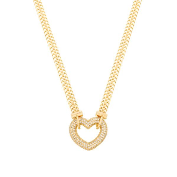 Chocker Dourada de Coração Vazado Cravejado com Zircônia